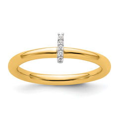 14K Stackable Diamond Initial I Ring