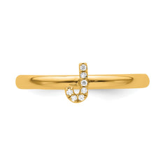 14K Stackable Diamond Initial J Ring