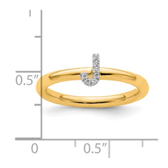 14K Stackable Diamond Initial J Ring