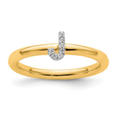 14K Stackable Diamond Initial J Ring