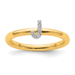 14K Stackable Diamond Initial J Ring