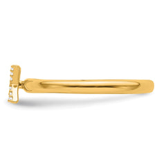 14K Stackable Diamond Initial K Ring