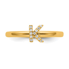 14K Stackable Diamond Initial K Ring