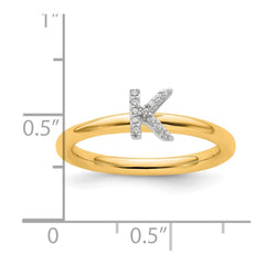 14K Stackable Diamond Initial K Ring