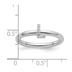 14K White Gold Stackable Diamond Initial L Ring
