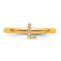 14K Stackable Diamond Initial L Ring
