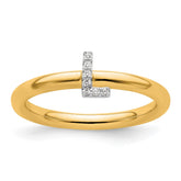 14K Stackable Diamond Initial L Ring