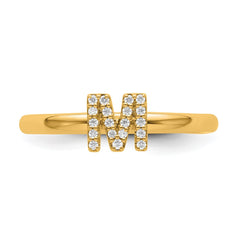 14K Stackable Diamond Initial M Ring