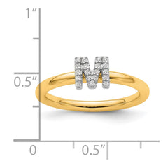 14K Stackable Diamond Initial M Ring