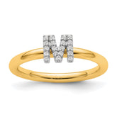 14K Stackable Diamond Initial M Ring