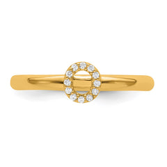 14K Stackable Diamond Initial O Ring