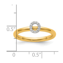 14K Stackable Diamond Initial O Ring