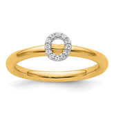 14K Stackable Diamond Initial O Ring