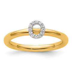 14K Stackable Diamond Initial O Ring
