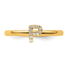 14K Stackable Diamond Initial P Ring