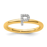 14K Stackable Diamond Initial P Ring