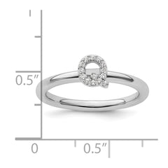 14K White Gold Stackable Diamond Initial Q Ring