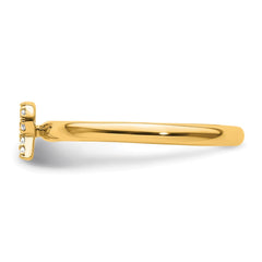 14K Stackable Diamond Initial R Ring
