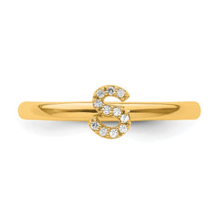 14K Stackable Diamond Initial S Ring