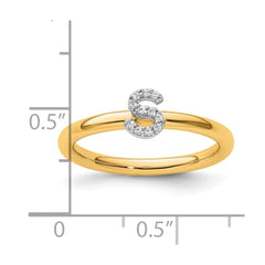 14K Stackable Diamond Initial S Ring