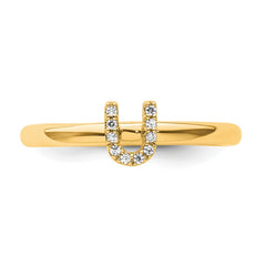 14K Stackable Diamond Initial U Ring