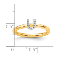 14K Stackable Diamond Initial U Ring