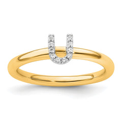 14K Stackable Diamond Initial U Ring