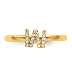 14K Stackable Diamond Initial W Ring