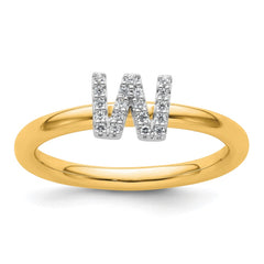 14K Stackable Diamond Initial W Ring