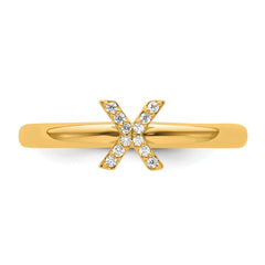 14K Stackable Diamond Initial X Ring