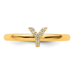 14K Stackable Diamond Initial Y Ring