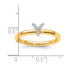 14K Stackable Diamond Initial Y Ring