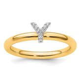 14K Stackable Diamond Initial Y Ring