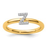 14K Stackable Diamond Initial Z Ring