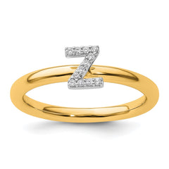 14K Stackable Diamond Initial Z Ring