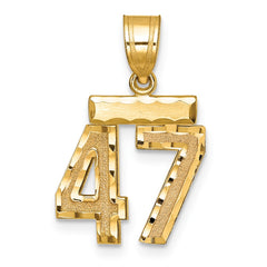 14k Small Brushed Diamond-cut Number 47 Charm