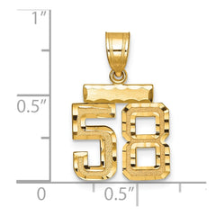 14k Small Brushed Diamond-cut Number 58 Charm