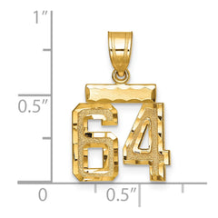 14k Small Brushed Diamond-cut Number 64 Charm