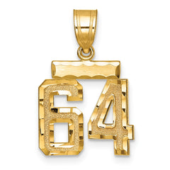 14k Small Brushed Diamond-cut Number 64 Charm