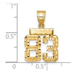 14k Small Brushed Diamond-cut Number 83 Charm