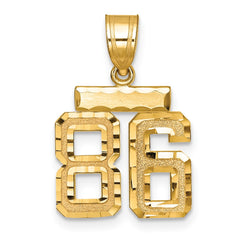 14k Small Brushed Diamond-cut Number 86 Charm