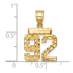 14k Small Brushed Diamond-cut Number 92 Charm
