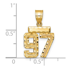 14k Small Brushed Diamond-cut Number 97 Charm
