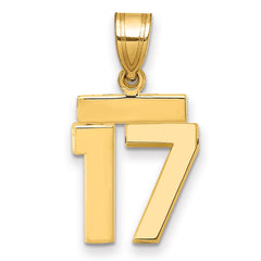 14k Small Polished Number 17 Charm - 2
