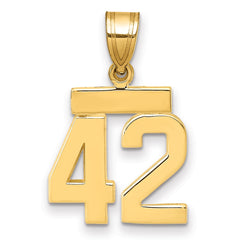 14k Small Polished Number 42 Charm - 2