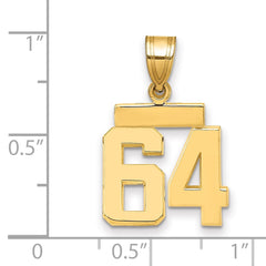 14k Small Polished Number 64 Charm - 2
