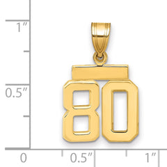14k Small Polished Number 80 Charm - 2