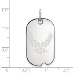 Sterling Silver Rhodium-plated LogoArt U.S. Air Force Small Dog Tag Pendant