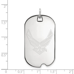 Sterling Silver Rhodium-plated LogoArt U.S. Air Force Large Dog Tag Pendant