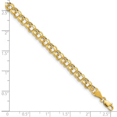 14k 5mm Hollow Double Link 8.25 inch Charm Bracelet